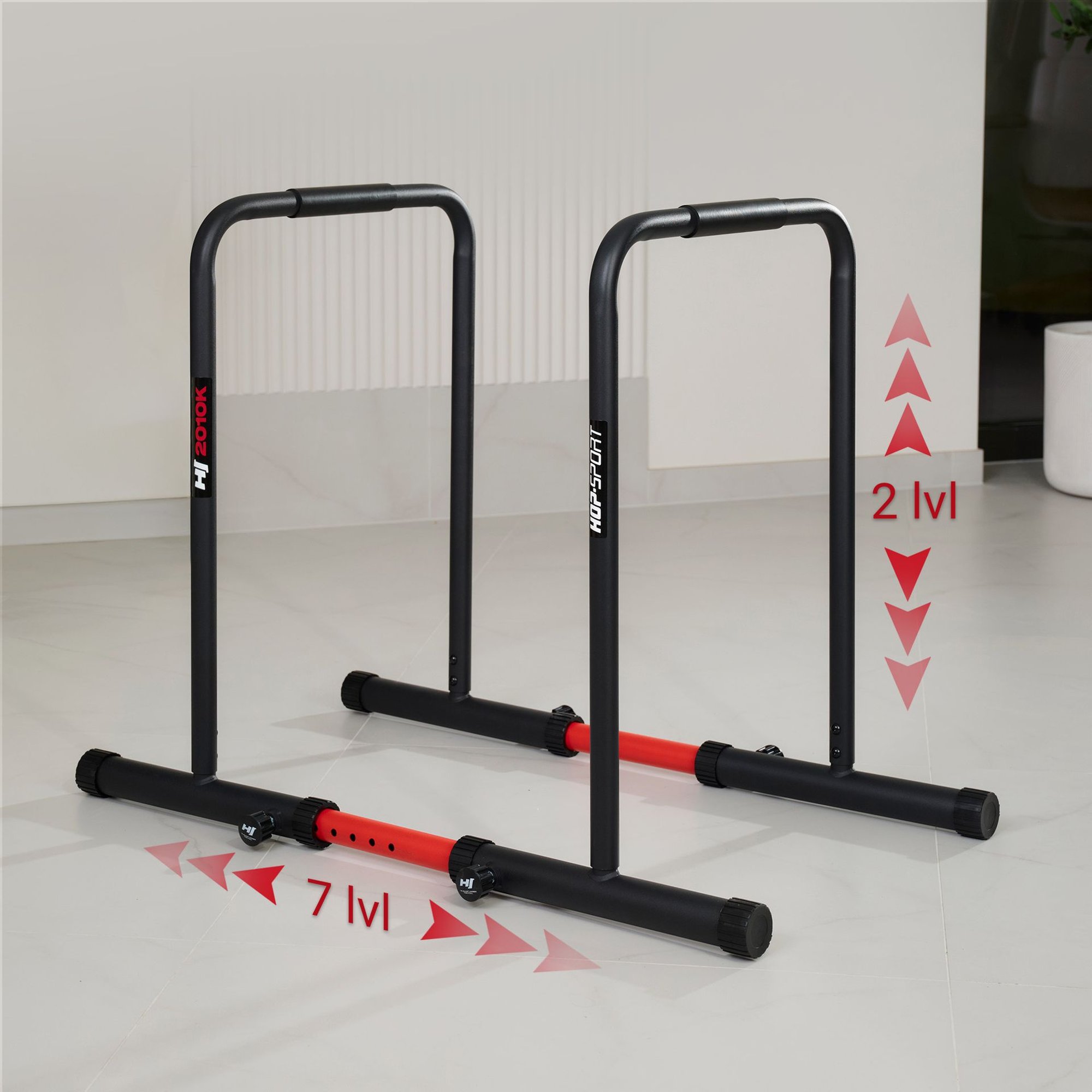 Station de dips réglable en hauteur et largeur pour entraînement maison