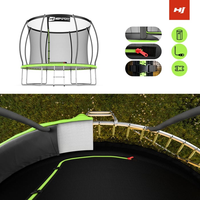 Trampoline Hop-Sport 305 cm avec filet intérieur Citrouille pour plus de confort
