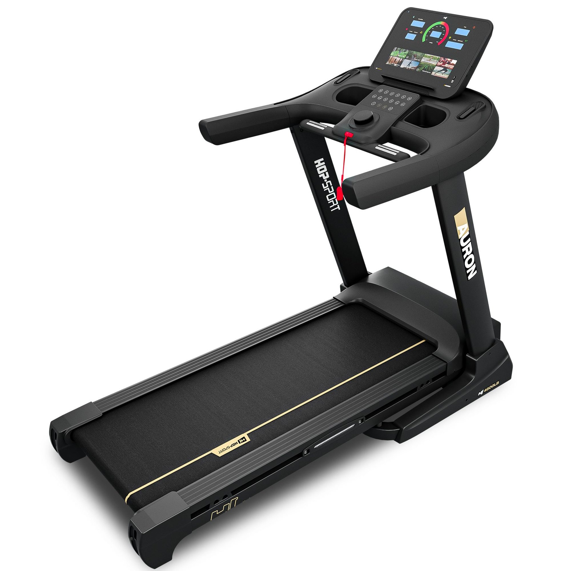 Console multimédia du tapis Auron avec écran large, 15 programmes et connexion Bluetooth Zwift.