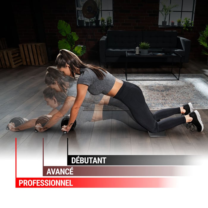 Ab Wheel pour entraînement progressif des abdominaux Noir