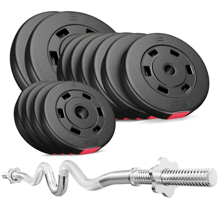 Ensemble de disques Hop-Sport compatibles barres standards 30 mm pour exercices de force.