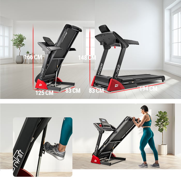 Tapis de course HS-2800LB Integra pliable avec système Soft-Drop et 4 roulettes de transport