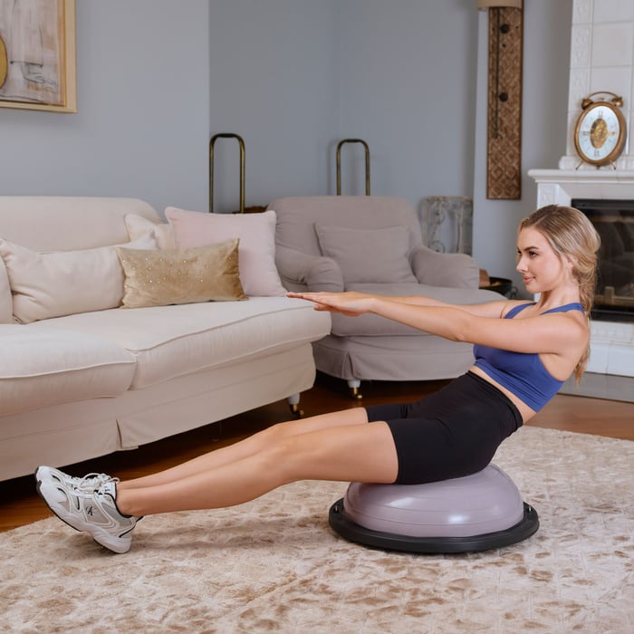 Plateforme demi-ballon Hop-Sport réversible pour exercices variés Violet