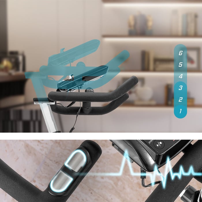 Vélo d’appartement HS-065IC Delta avec guidon ergonomique réglable sur 6 niveaux