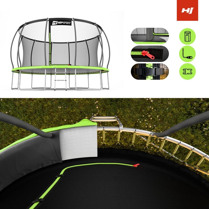 Trampoline de jardin Hop-Sport 427 cm avec filet intérieur Citrouille