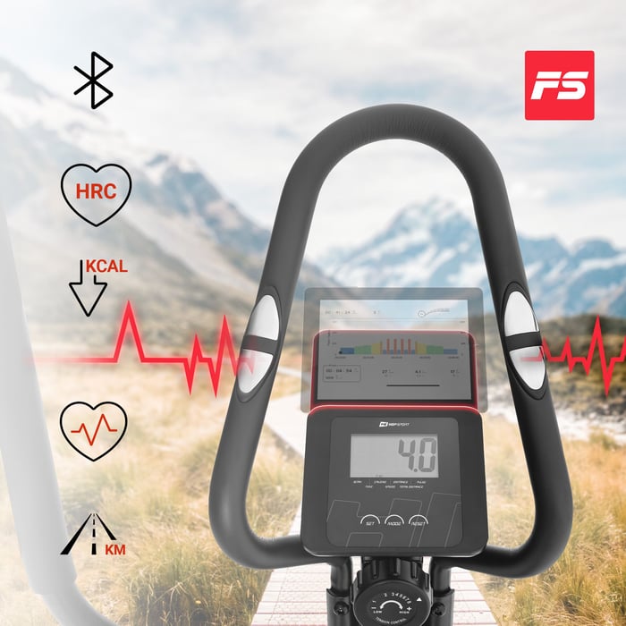 Ordinateur multifonction du vélo elliptique Dynamic avec support mobile et capteurs de pouls