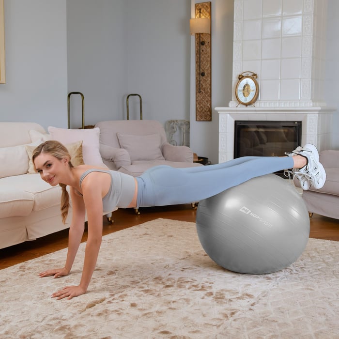 Ballon de fitness robuste en caoutchouc pour assise Gris