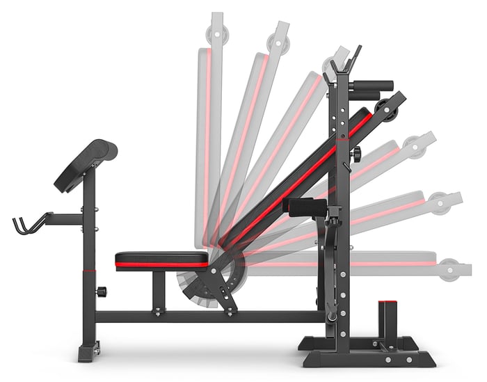 Banc de musculation Hop-Sport HS-1075 avec dossier réglable sur 7 positions.