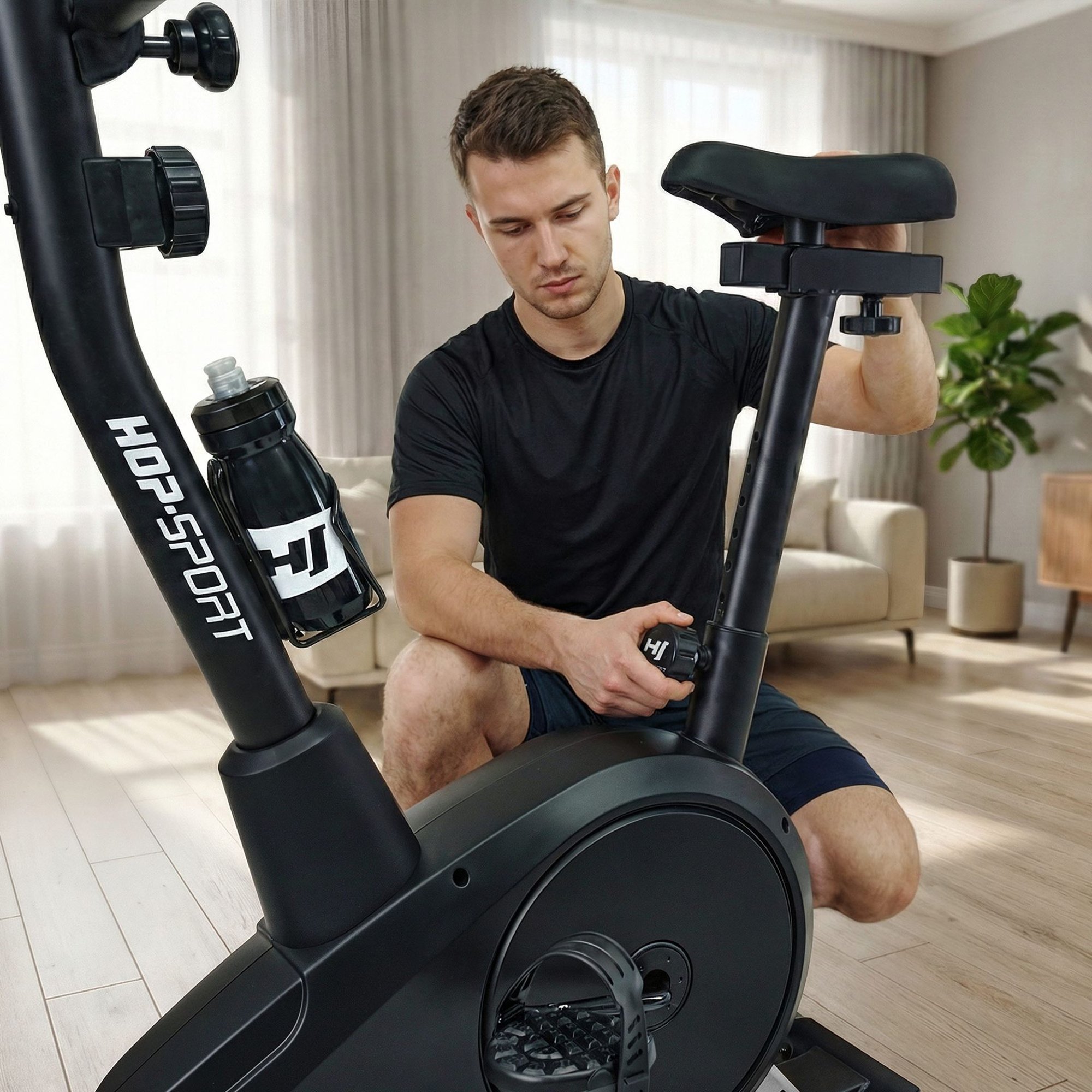 Vélo d’appartement avec pédales stables et résistance magnétique