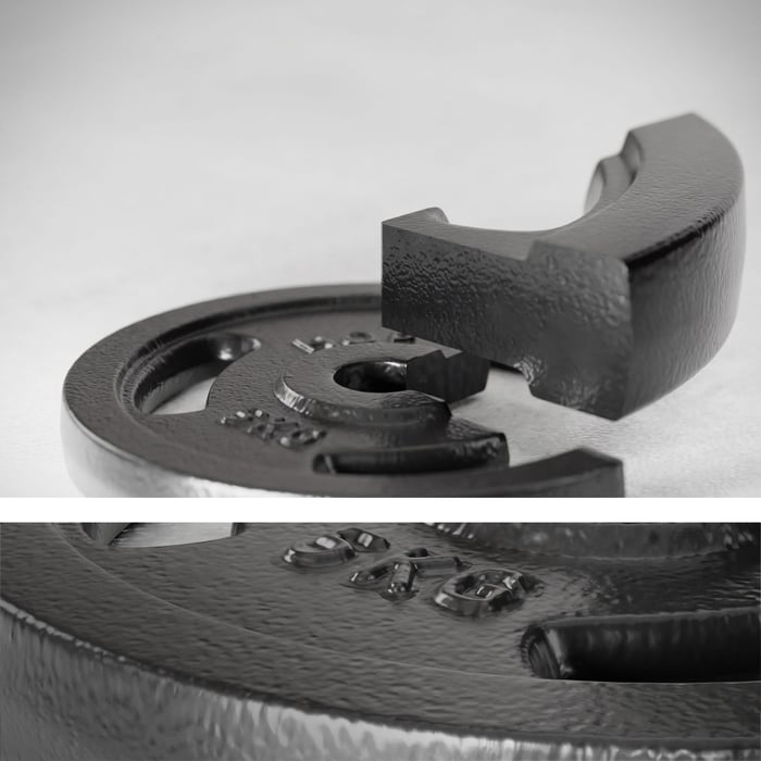 Ensemble poids fonte 60 kg avec barres acier chromé et fermetures étoile sécurisées