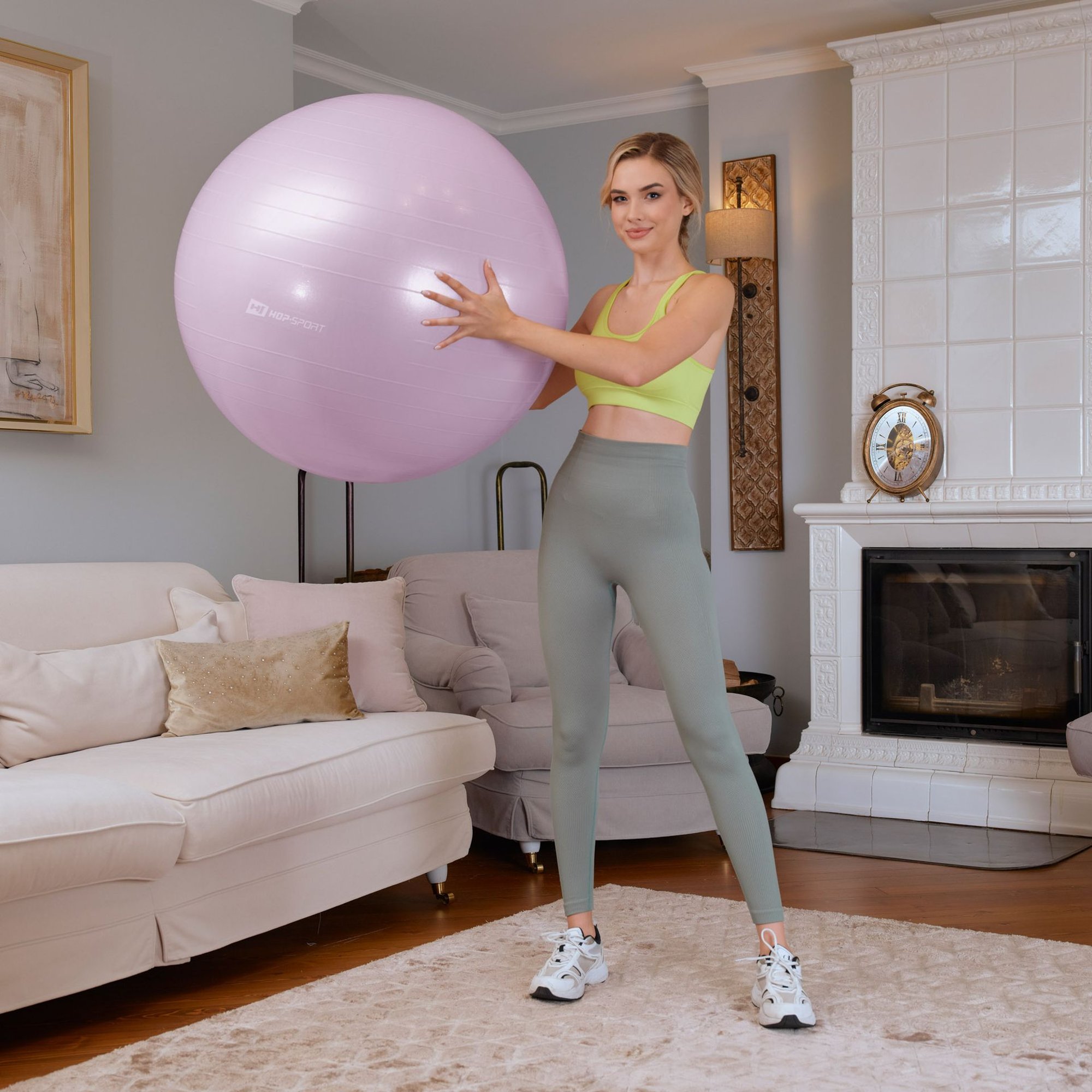 Pompe incluse pour gonflage ballon de fitness 85 cm Violet