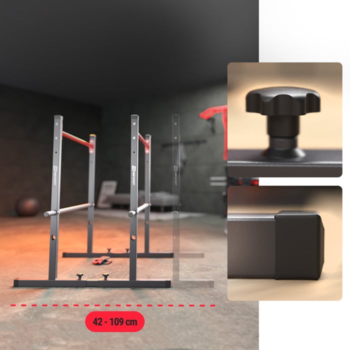 Station à dips en acier robuste Hop-Sport avec largeur réglable