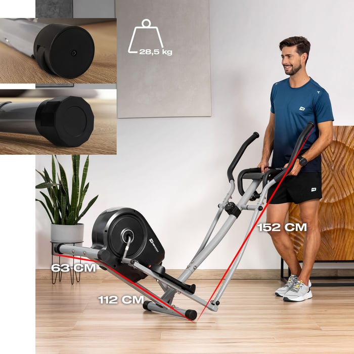 Vélo elliptique avec molette de réglage sur 8 niveaux de résistance magnétique