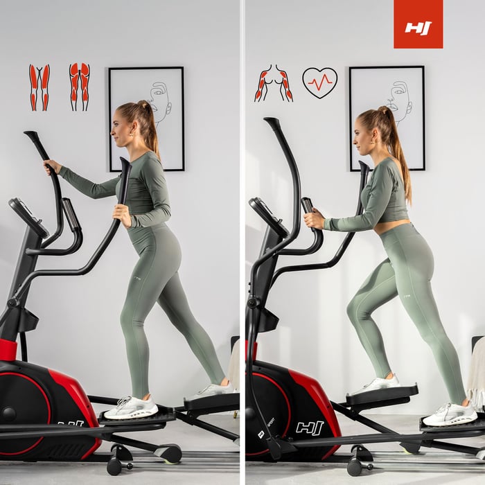 Capteurs de fréquence cardiaque intégrés sur le guidon du vélo elliptique