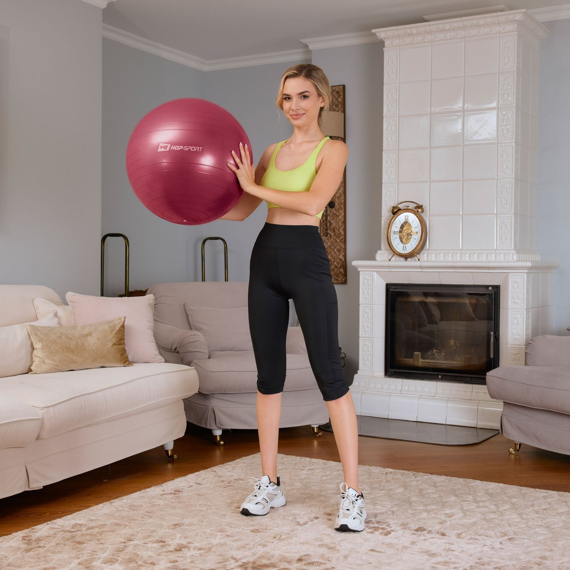 Pompe incluse pour gonflage ballon de fitness 45 cm Violet