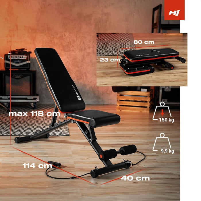Banc de musculation pliable réglable incliné déclin, compact.