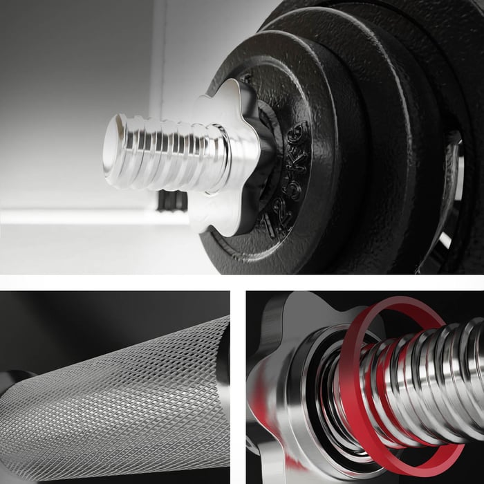 Kit haltères fonte 60 kg Hop-Sport pour home gym, biceps, triceps, épaules, dos, jambes