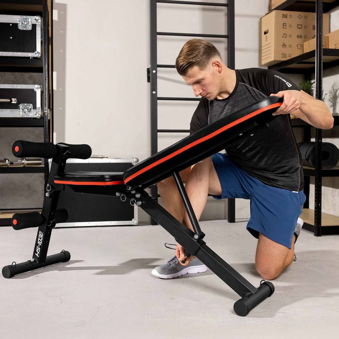 Banc fitness réglable HS-1030 avec dossier inclinable sur 6 niveaux