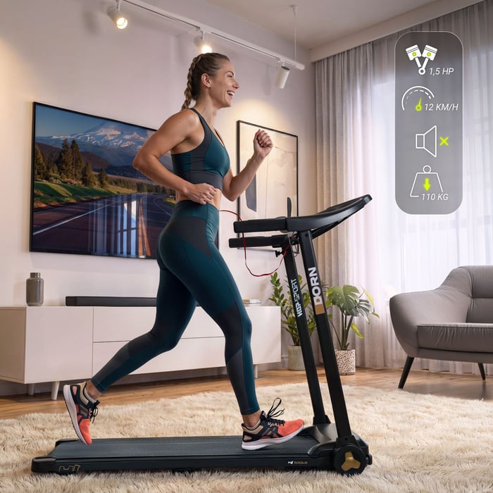 Tapis roulant HS-800LB Dorn équipé d’un moteur robuste.