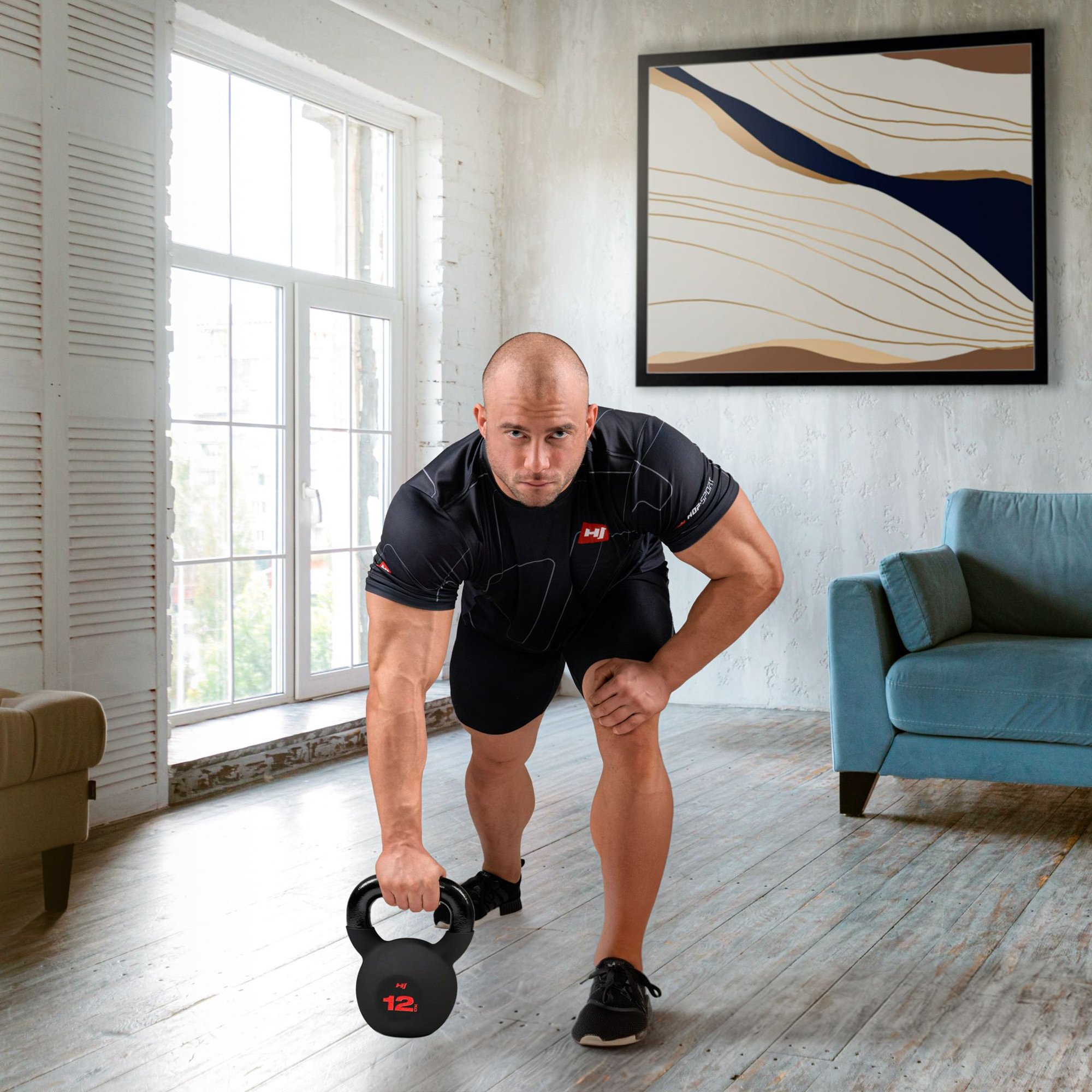 Poignée ergonomique de kettlebell 12 kg pour prise en main sûre