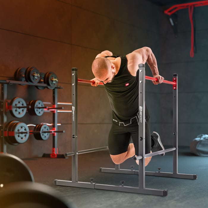Barres à dips réglables Hop-Sport idéales pour les triceps