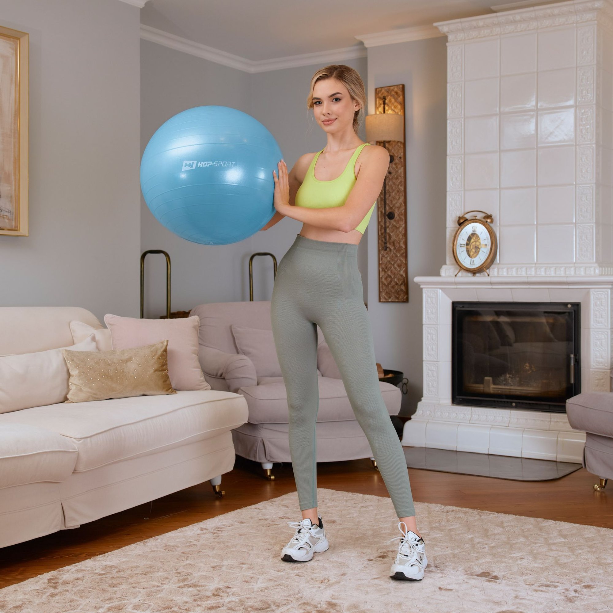 Pompe incluse pour gonflage ballon de fitness 45 cm Bleu