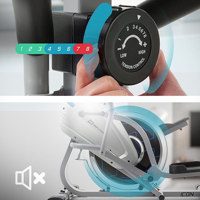 Cross Stepper avec roue d’inertie de 7 kg et résistance magnétique réglable sur 8 niveaux