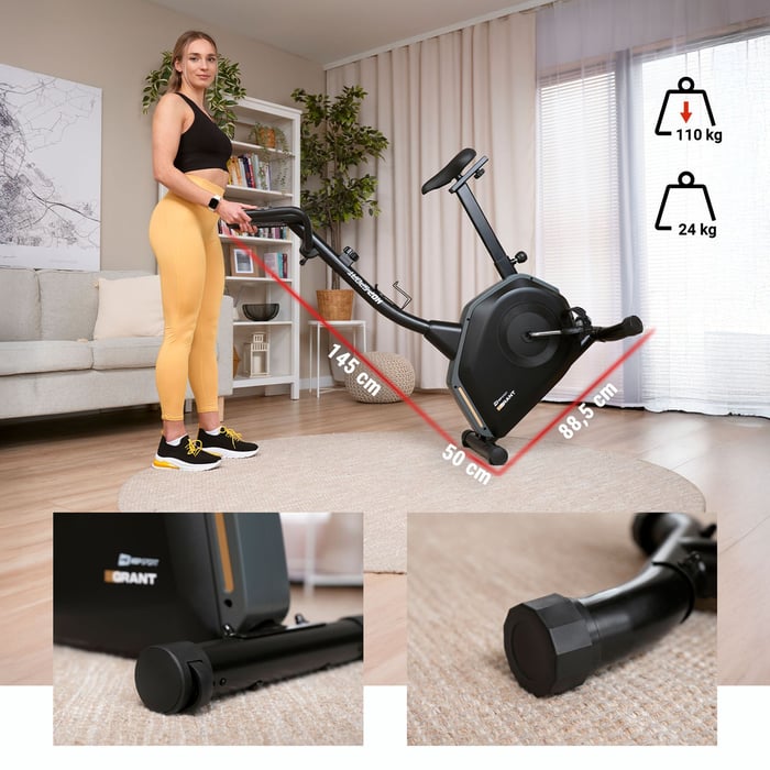 Vélo d’appartement HS-4000H Grant compact avec roulettes de transport intégrées
