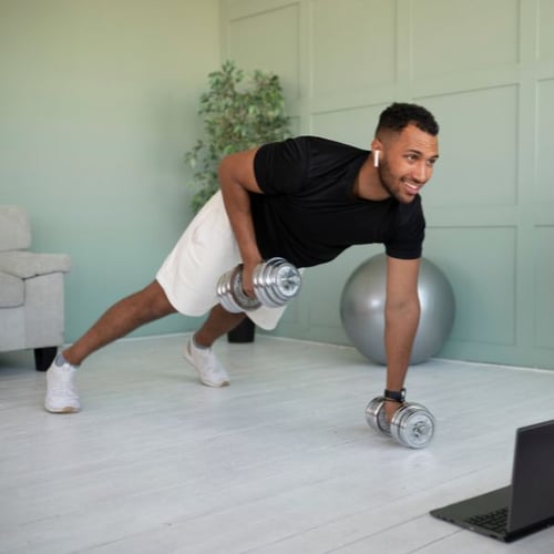 Pompes avec haltères