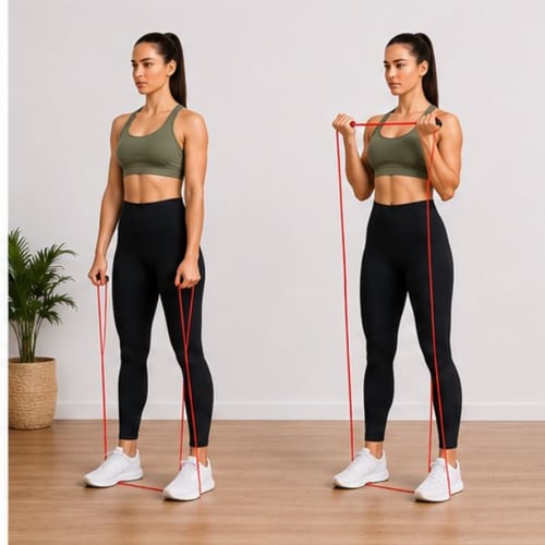 Curl biceps à l'élastique