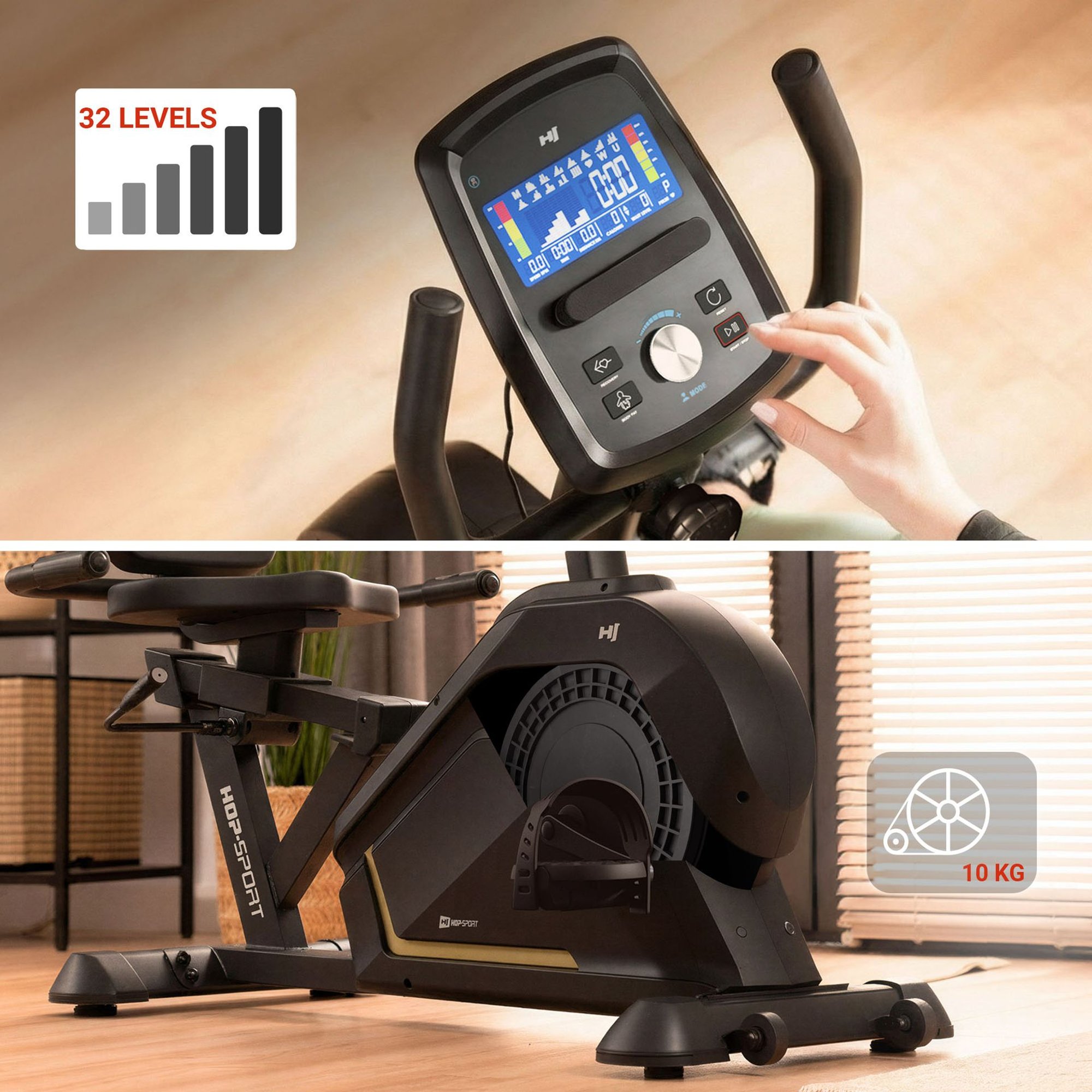 Système de résistance électromagnétique du vélo semi-allongé avec 32 niveaux réglables