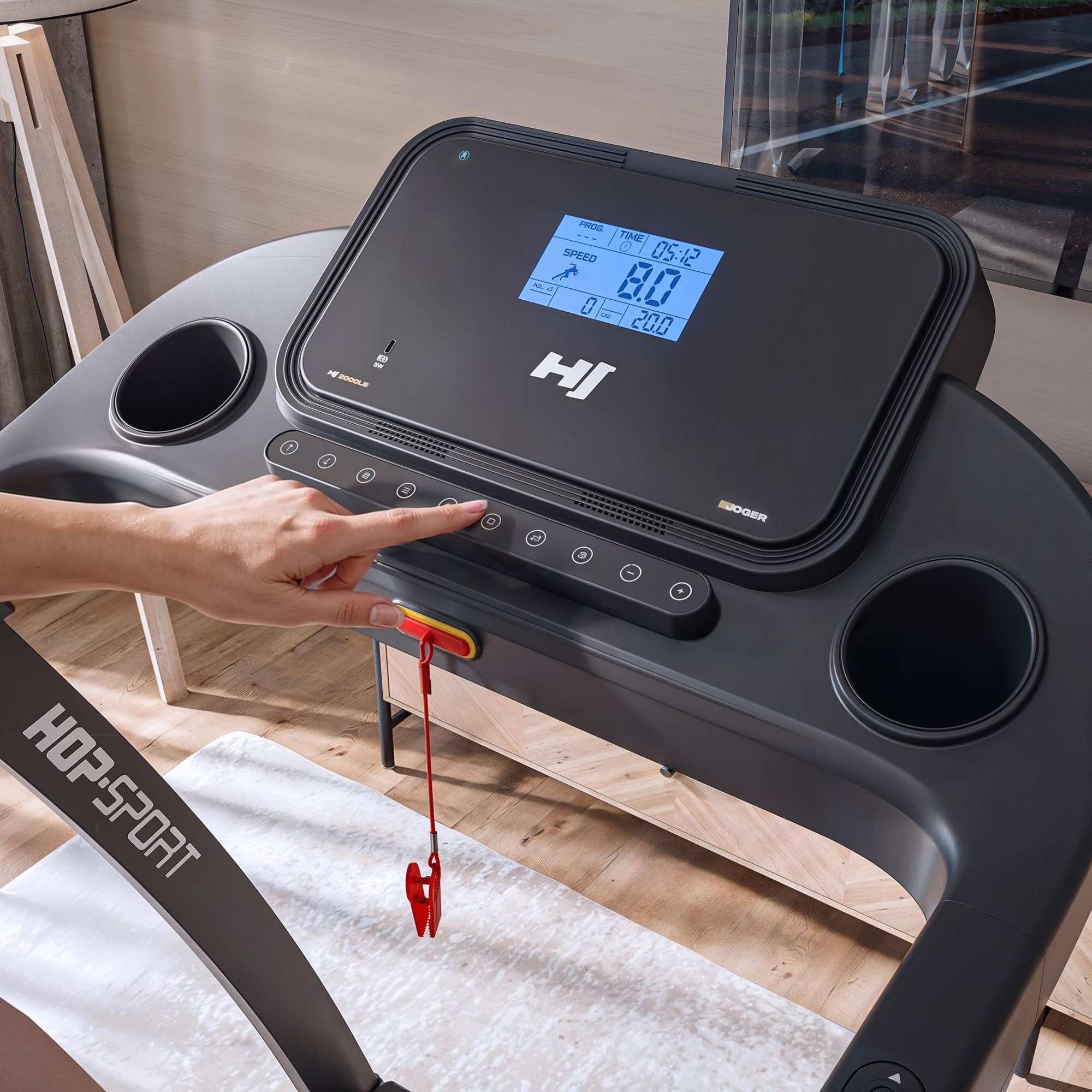 Tapis de course électrique avec inclinaison de 15 % pour home gym.