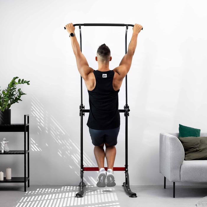 Barre de traction réglable avec poignées antidérapantes pour musculation à domicile