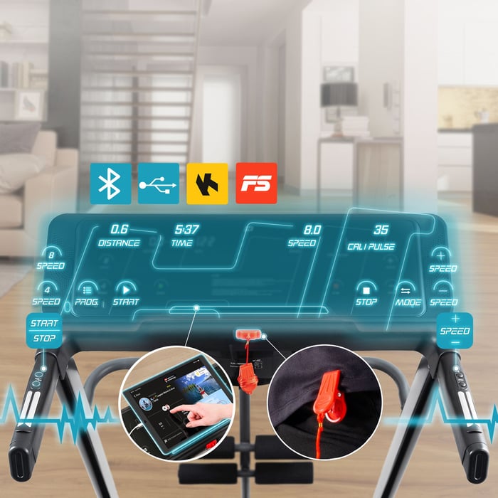 Tapis de course HS-1200LB Soul avec ordinateur d’entraînement LCD, affichant vitesse, durée, distance et calories