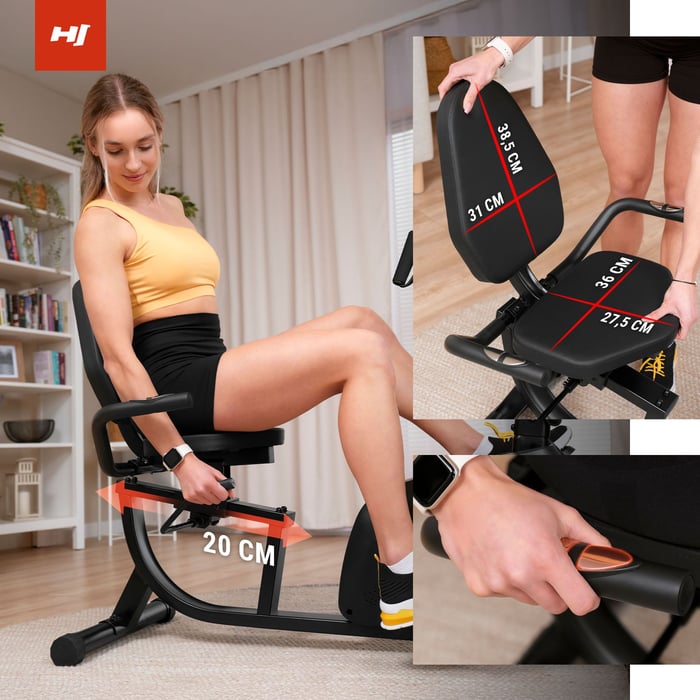 Vélo semi-allongé HS-045L Volt avec siège réglable et capteurs de pouls intégrés