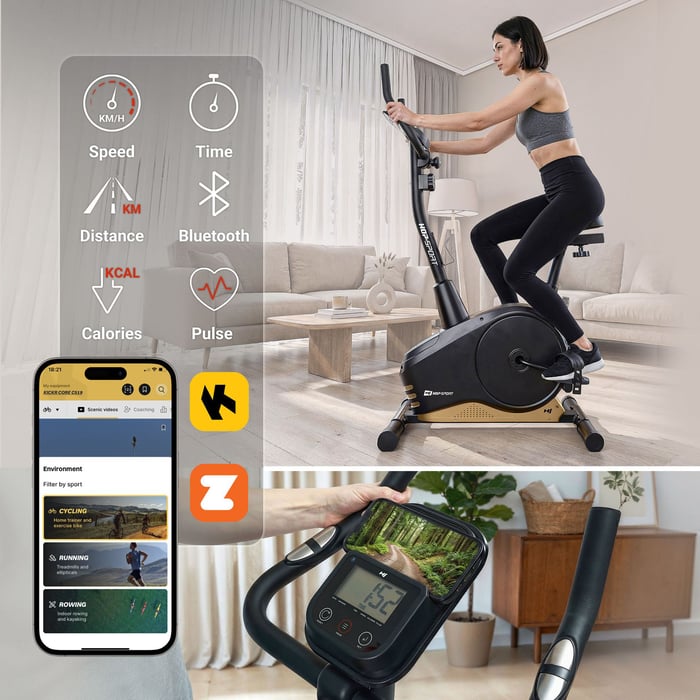 Ordinateur multifonction du vélo d’appartement affichant fréquence cardiaque