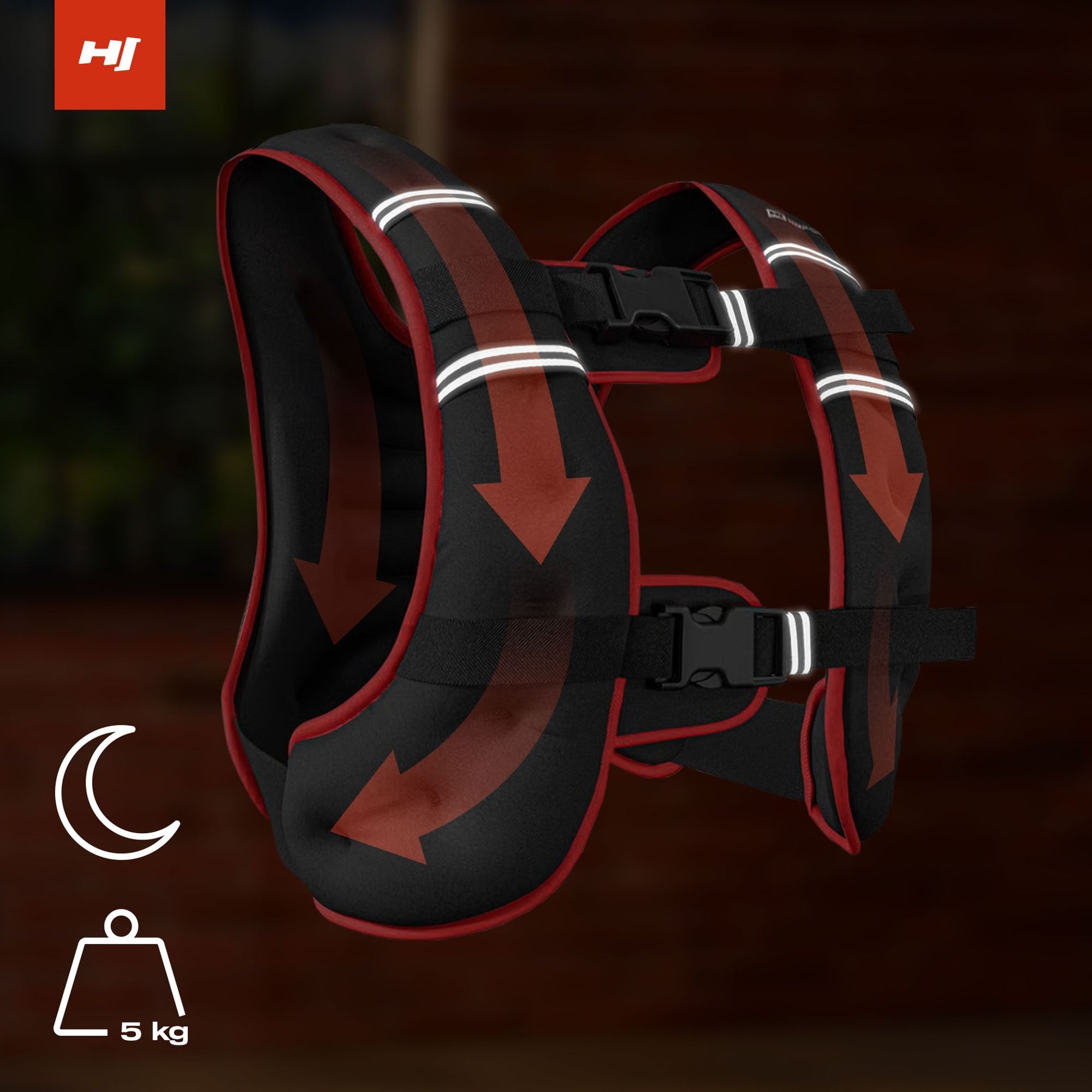 Gilet lesté ajustable avec double fermeture et bandes réfléchissantes