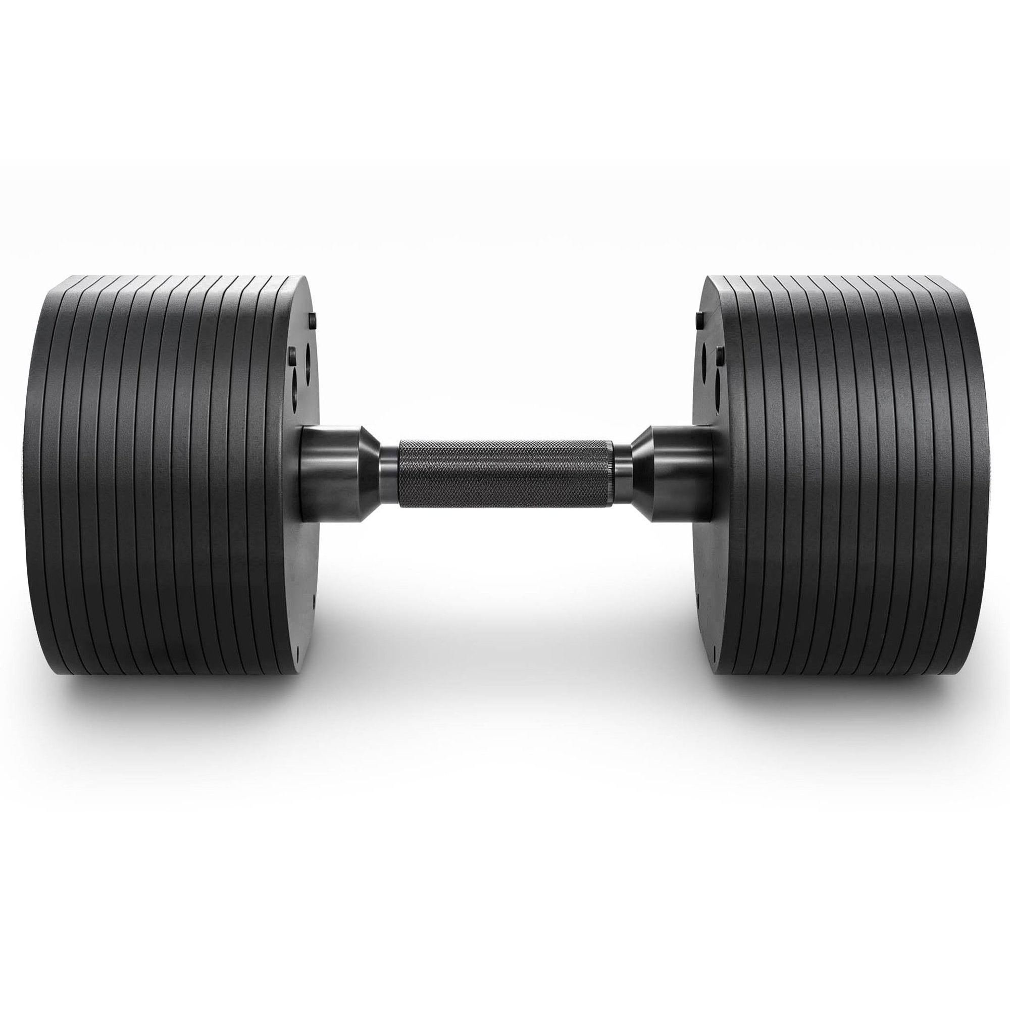 Poignée striée antidérapante de 32 mm de diamètre pour une prise en main sécurisée de l'haltère.