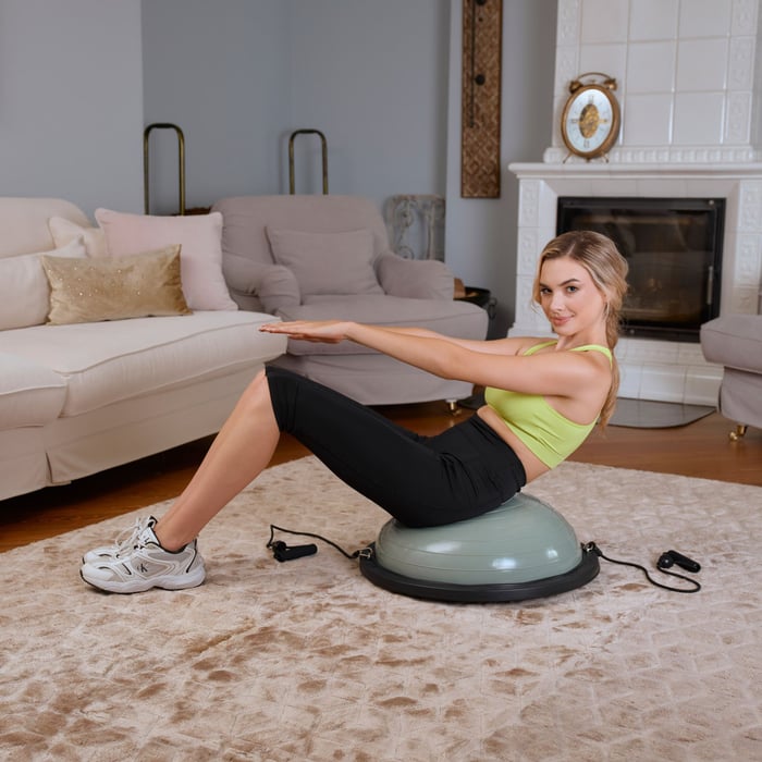 Plateforme demi-ballon Hop-Sport réversible pour exercices variés Vert