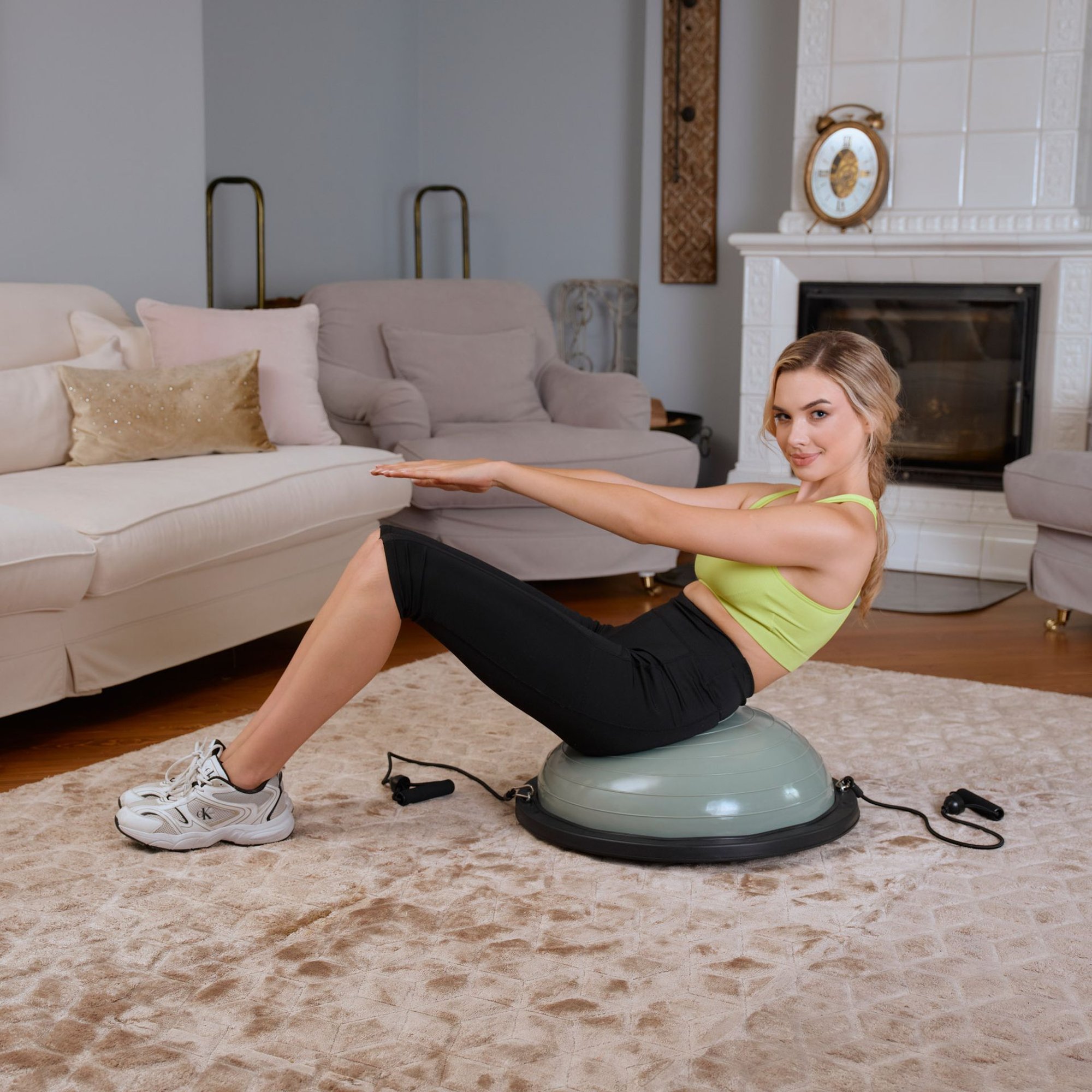 Plateforme demi-ballon Hop-Sport réversible pour exercices variés Vert