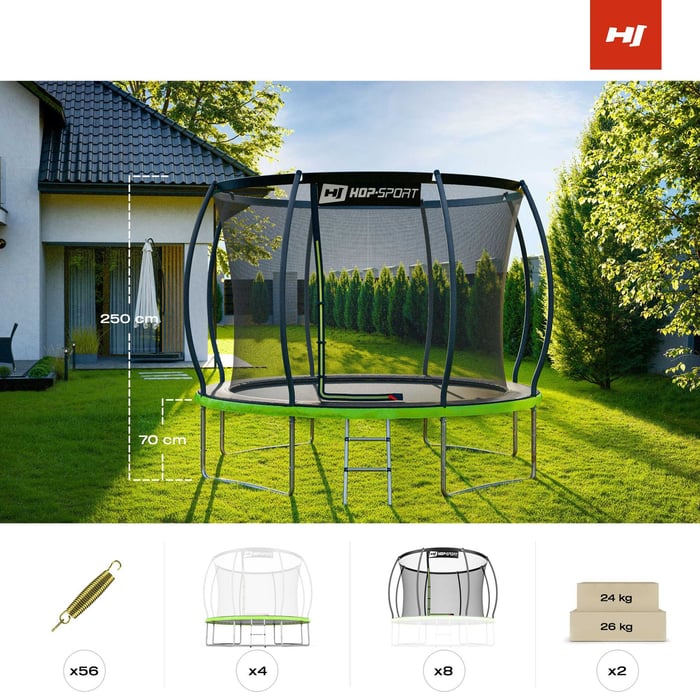 Trampoline de jardin familial Hop-Sport 10FT 305 cm idéal pour enfants et adultes