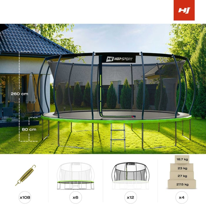 Trampoline de jardin familial Hop-Sport HS-PT16I 488 cm idéal pour enfants et adultes
