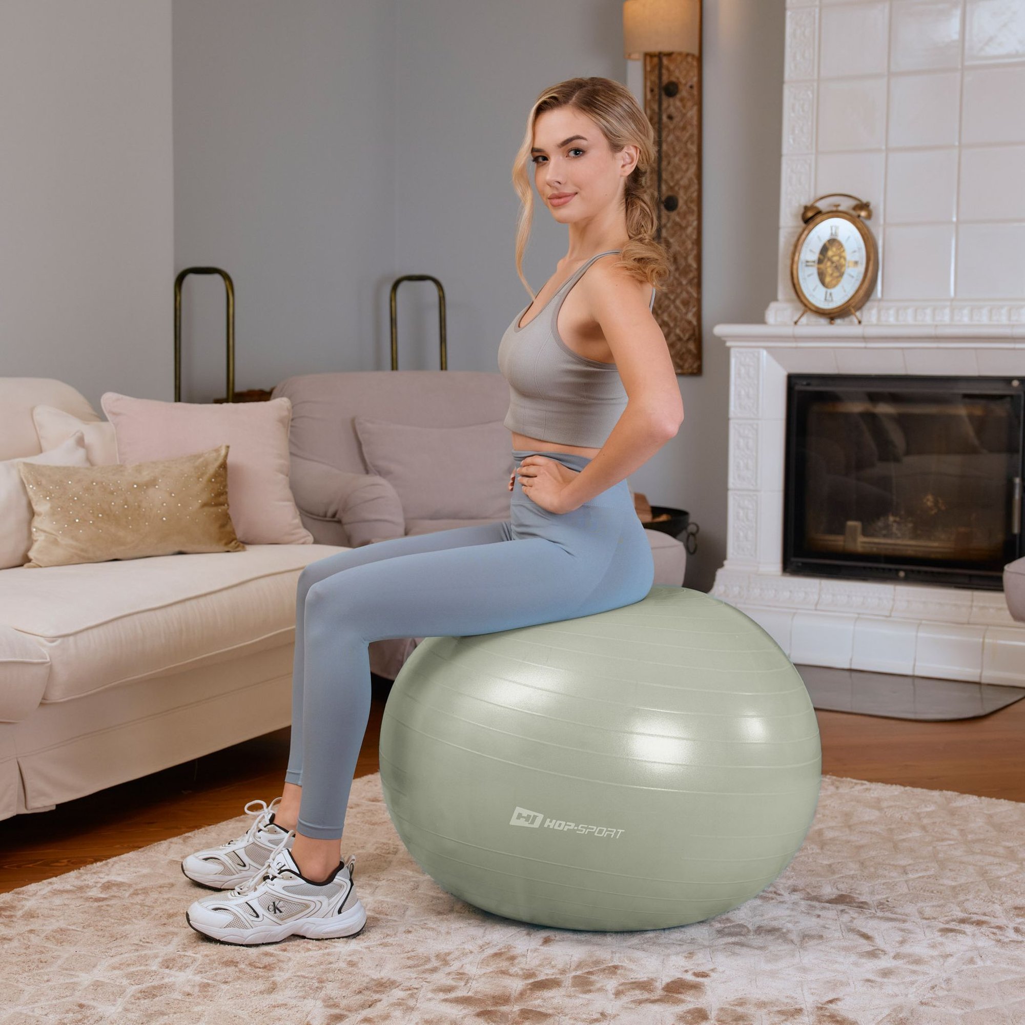 Pompe incluse pour gonflage ballon de fitness 65 cm Vert