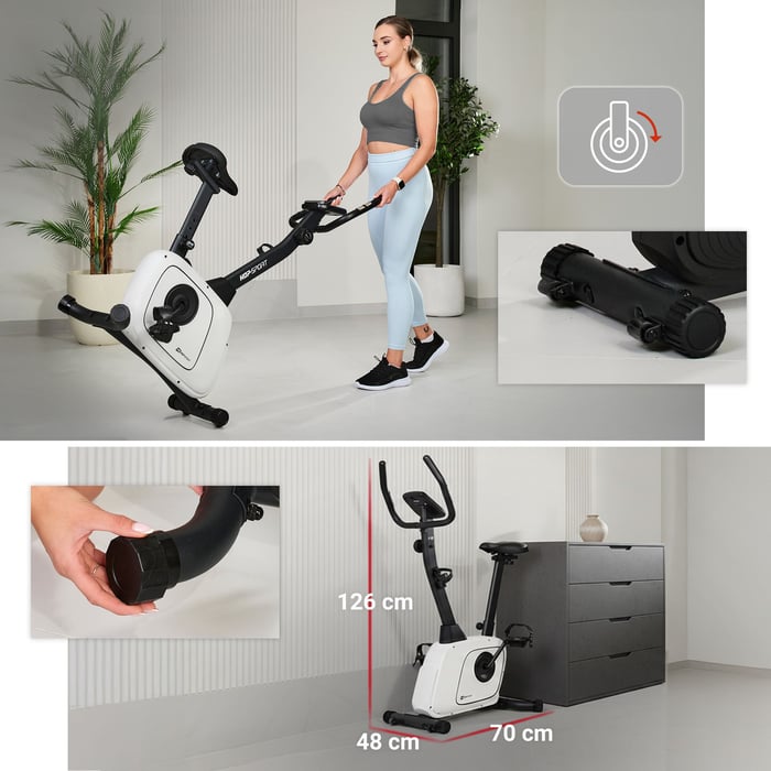 Vélo d’intérieur compact HS-3000H Nexon avec roulettes et pieds stables