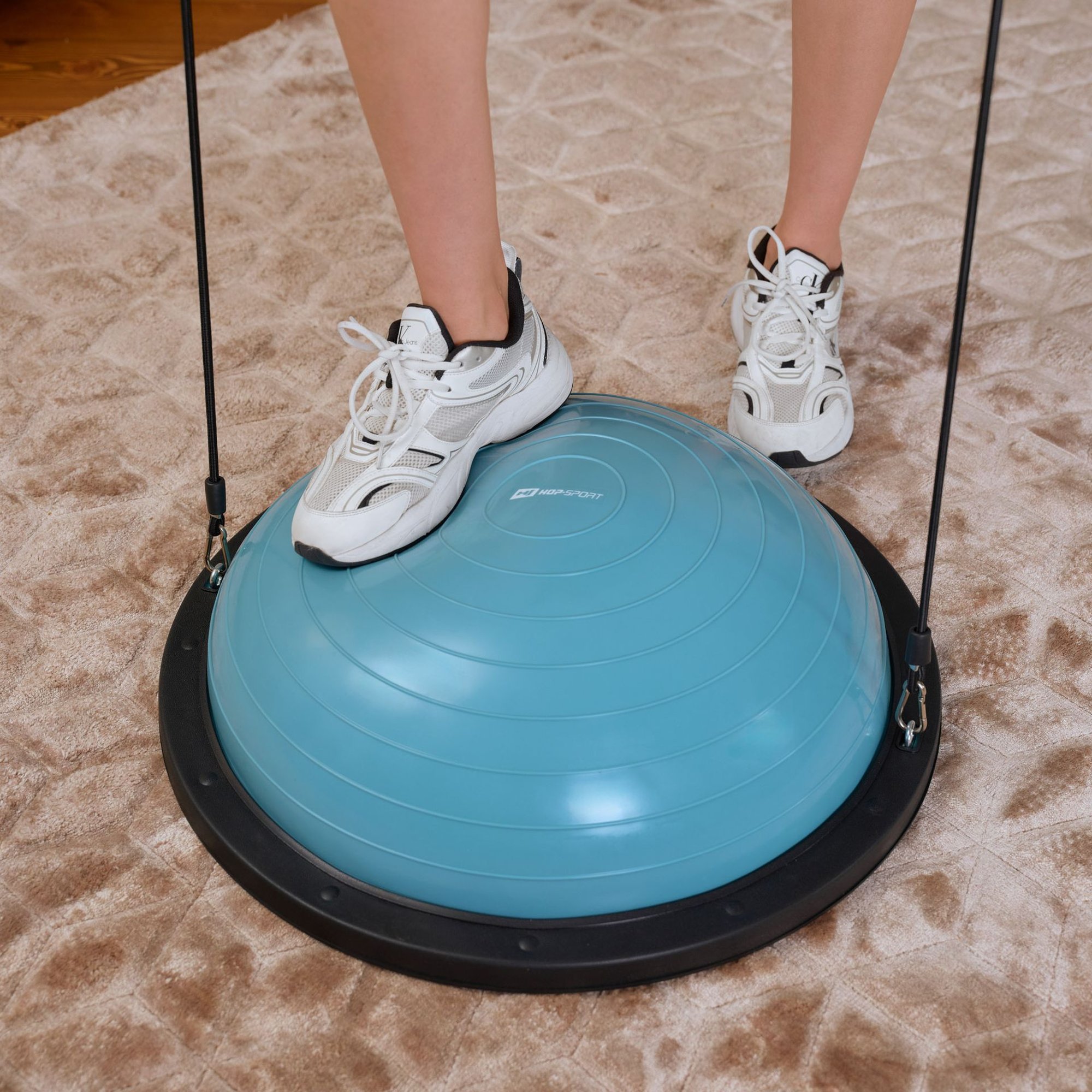 Plateforme d’équilibre Hop-Sport avec élastiques de fitness Bleu