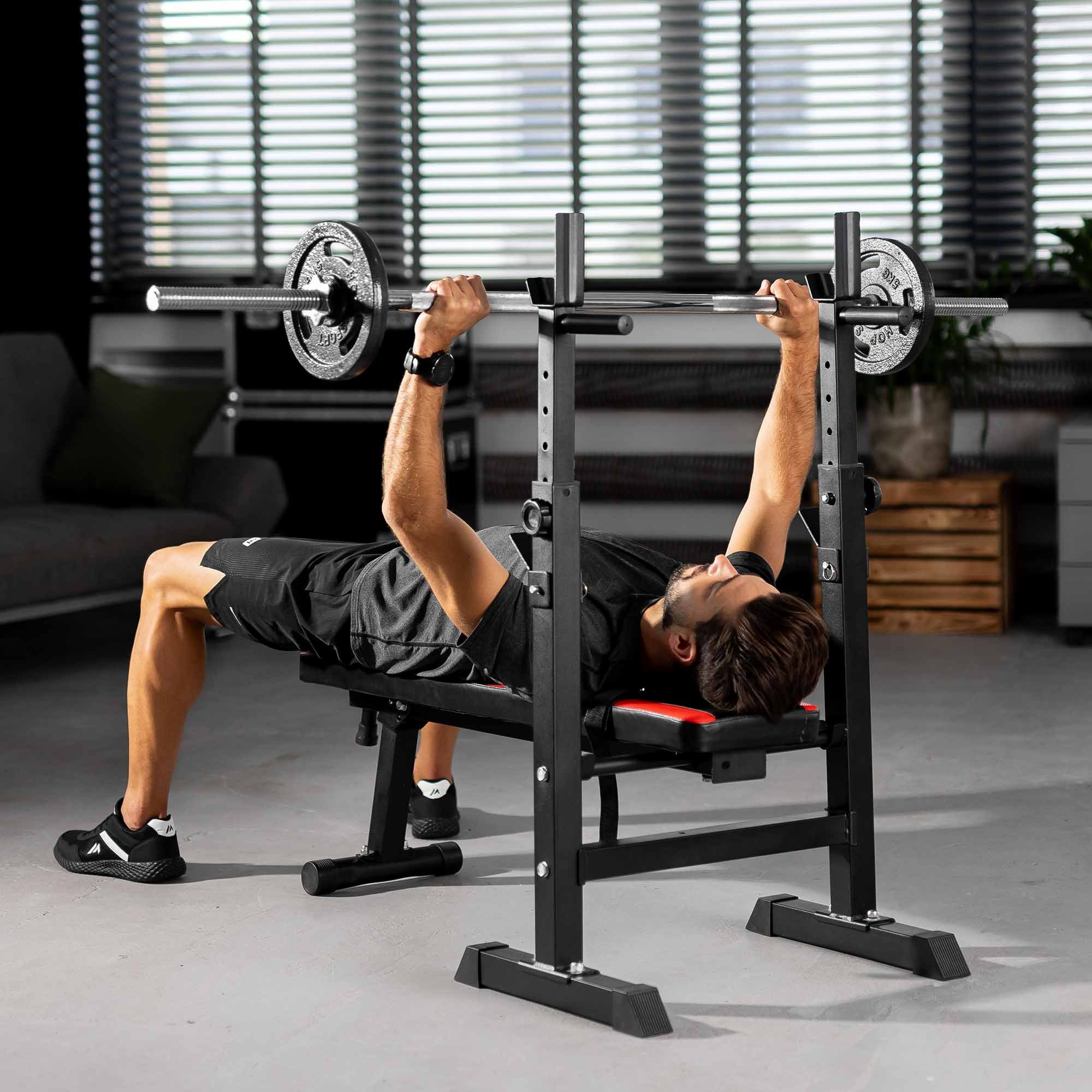 Supports d’haltères réglables banc muscu.
