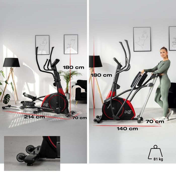 Vélo elliptique pliable avec roulettes de transport
