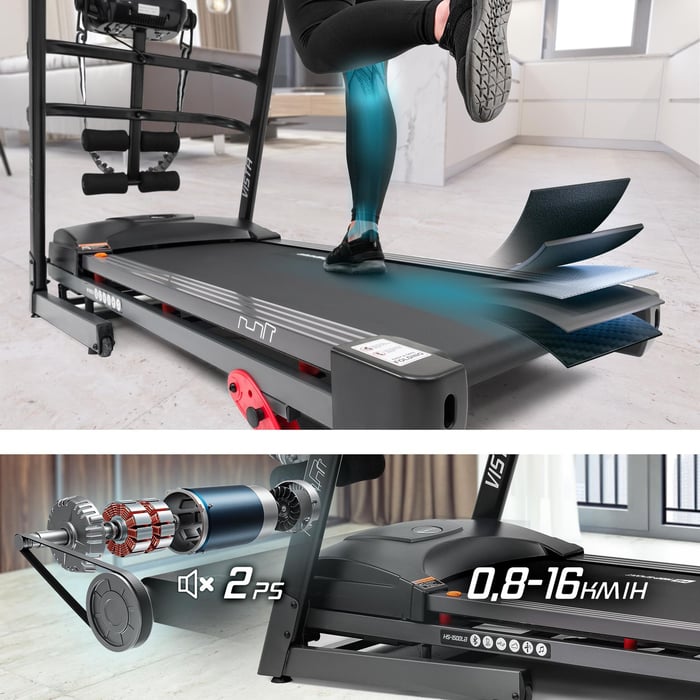 Tapis de course HS-1500LB Vista équipé d’amortisseurs pour un entraînement silencieux