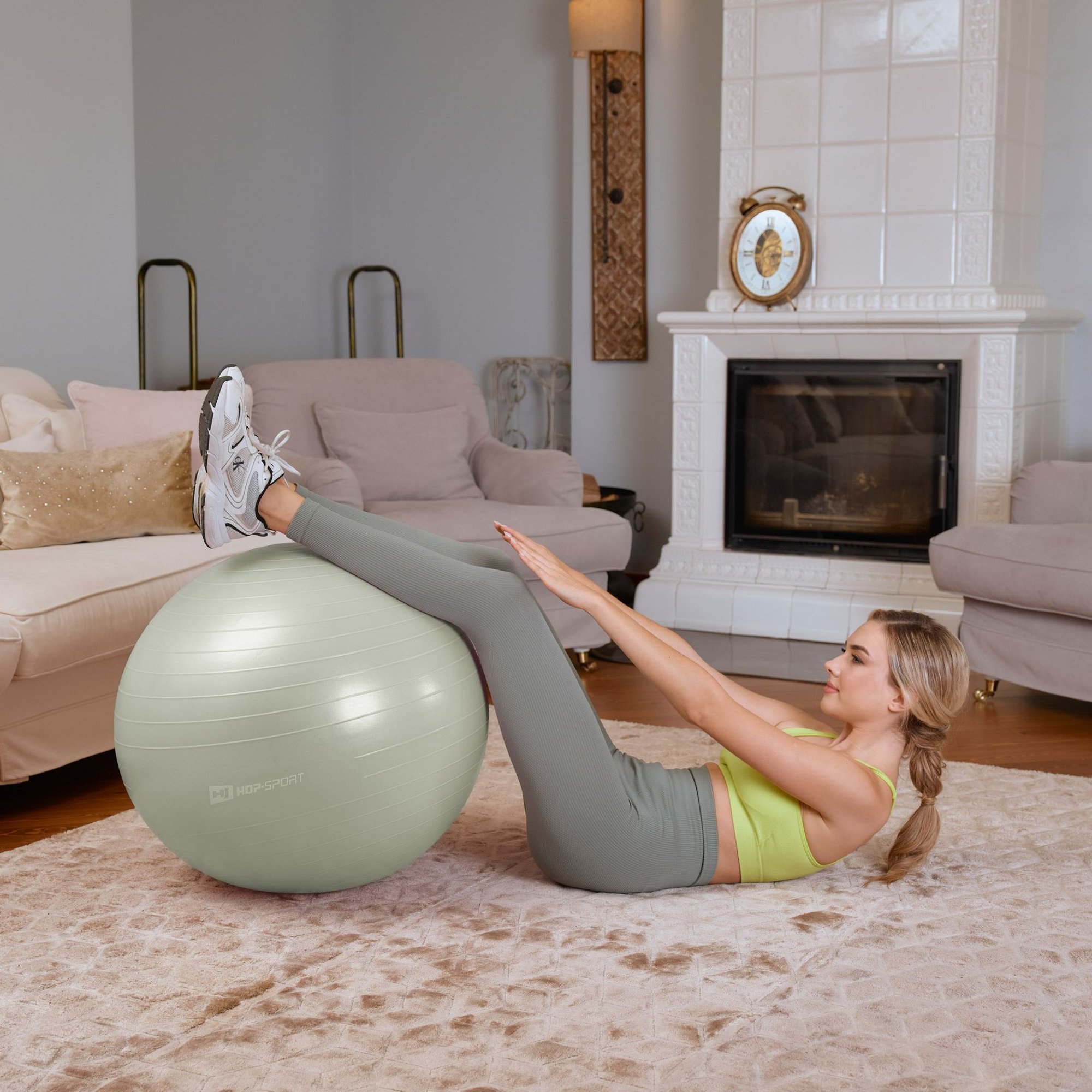 Ballon de fitness robuste en caoutchouc pour assise Vert