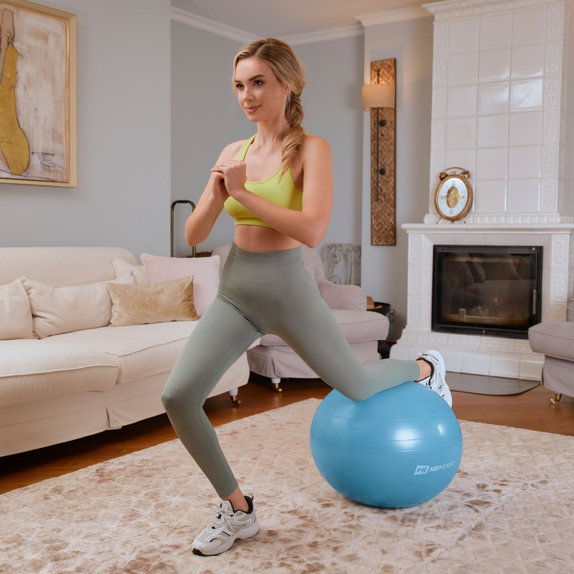 Ballon de fitness en caoutchouc pour assise et exercices Bleu